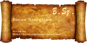Becze Szergiusz névjegykártya